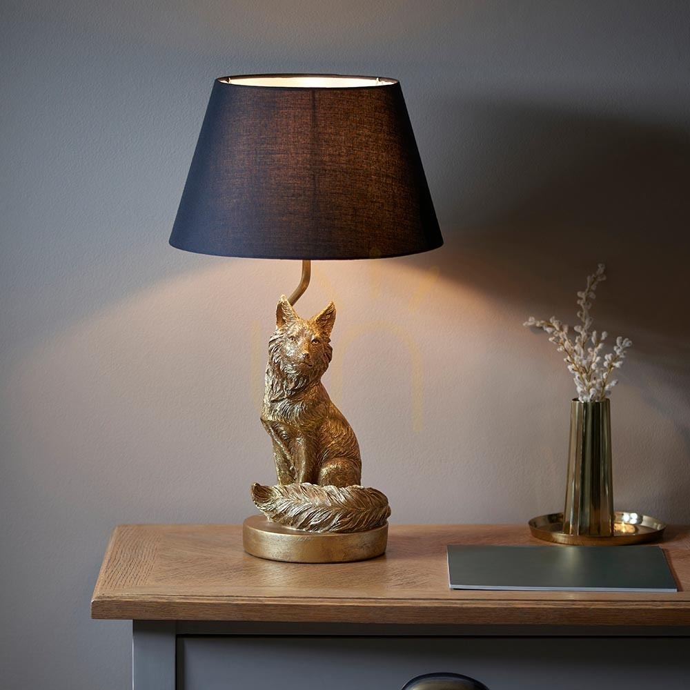 Spectacol Lampă de masă Endon Fox neagră, abajur textil, E14, 53 cm Lampă de masă Endon Fox neagră, abajur textil, E14, 53 cm