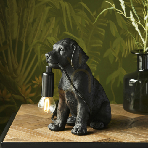 Verifica Lampă de masă Endon Labrador Puppy negru rășină oțel E14 23,5 cm