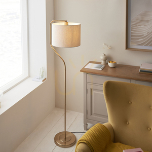 Lampă permanentă Endon Clement alamă E27 155 cm 1 bec, abajur natural small 2