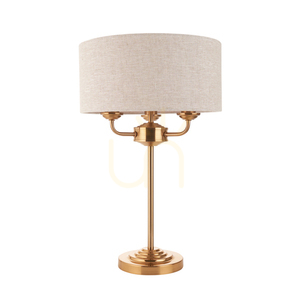 Lampă de masă Endon Highclere Brass 3 becuri E14 Ø32 cm textile natural 1 Lampă de masă Endon Highclere Brass 3 becuri E14 Ø32 cm textile natural small 1