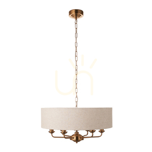 Lustră suspendată Endon Highclere alamă 6xE14 textil 55 cm 1 Lustră suspendată Endon Highclere alamă 6xE14 textil 55 cm small 1