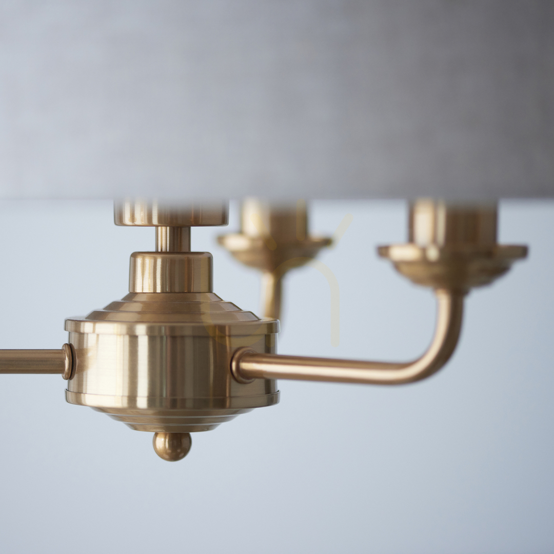Afişa Lampă suspendată Endon Highclere Brass 3xE14 alamă textilă dimabilă Lampă suspendată Endon Highclere Brass 3xE14 alamă textilă dimabilă
