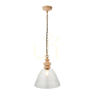 Pendul Endon Cotswold alamă lemn sticlă E27 1 bec 29 cm small 9