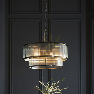 Lampă suspendată Endon Ridgeton alamă antichizată sticlă striată 5xE14 Ø50 cm small 4