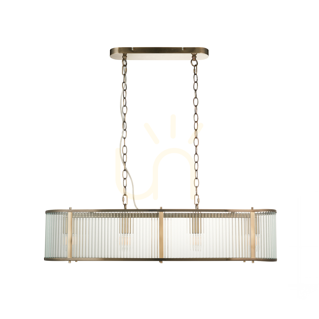 Vedere Pendul Endon Ridgeton alamă 4 becuri E14 sticlă, reglabil 35-178 cm Pendul Endon Ridgeton alamă 4 becuri E14 sticlă, reglabil 35-178 cm