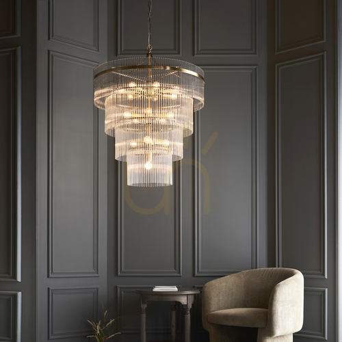 Verifica Pendul Endon Marietta 16xE14, Ø70 cm, dimabil, alamă, sticlă