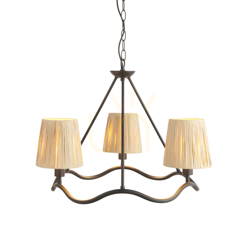 Verifica Pendant lampă Endon Wriggle negru 3xE14 dimabilă fibră naturală