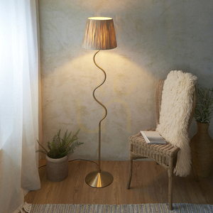 Lampă de podea Endon Wriggle din rafie, alamă, E27 small 3