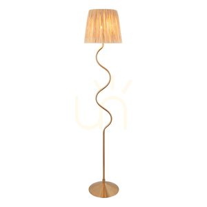 Lampă de podea Endon Wriggle din rafie, alamă, E27 small 0