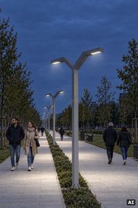 Stâlp de iluminat Norlys Trysil 1031AL cu două brațe gri deschis RAL 9006 LED 23,3 W 4000 K DALI2 350 cm small 3