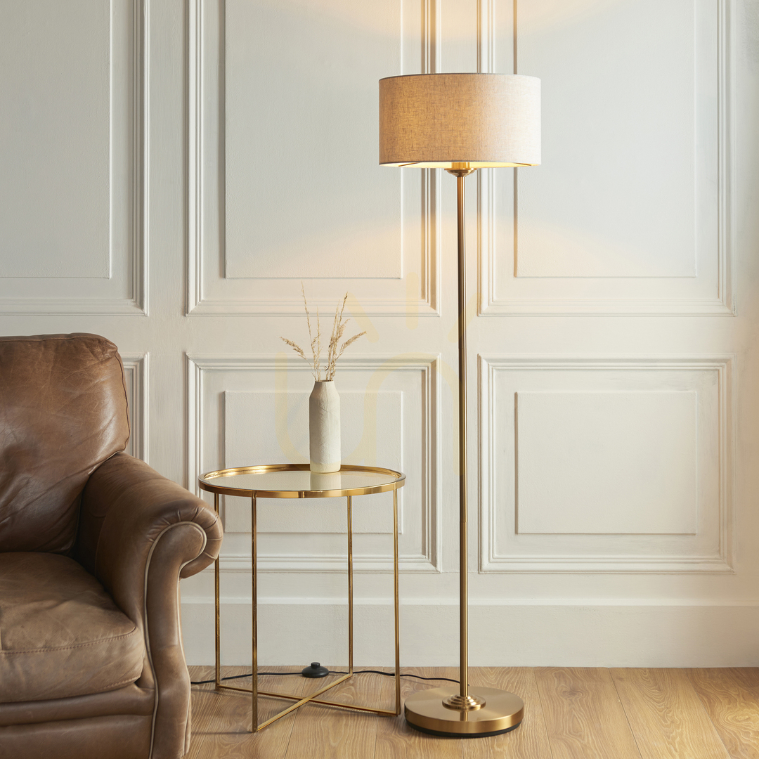 previzualizare Lampă de podea Endon Highclere Brass, alamă, E27, 150 cm Lampă de podea Endon Highclere Brass, alamă, E27, 150 cm