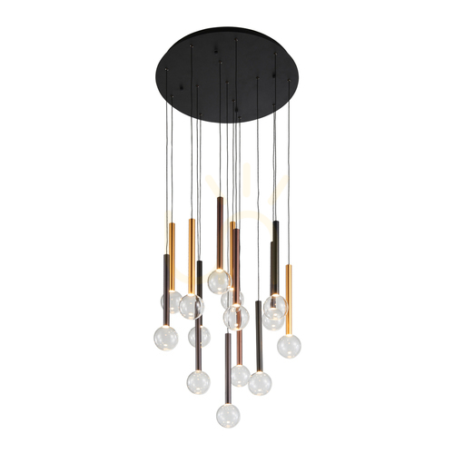 Verifica Lampă suspendată ALINOS PND-24019-14A-BK neagră cu 14 puncte 62 cm LED 58W 4410lm 3000K dimabilă ITALUX