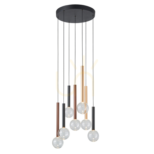 Verifica Pendul Italux Alinos LED negru 7 becuri sticlă transparentă 42 cm PND-24019-7A-BK