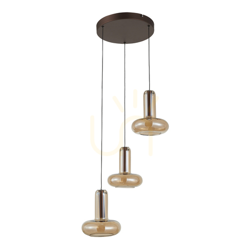 Verifica Pendul Italux Carote LED 3x16W Cupru Chihlimbar 45 cm PND-24011-3-COPP