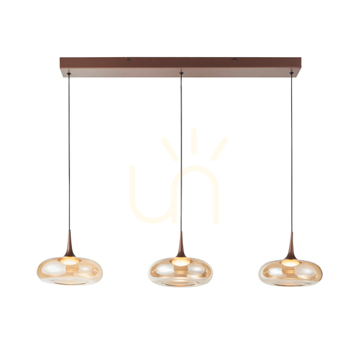 Verifica Lampă suspendată Italux Tenele LED cu 3 becuri cupru sticlă PND-24028-3B-COPP