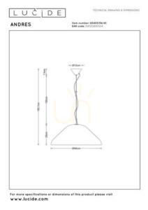 Lampă suspendată Lucide ANDRES bej metal retro 56 cm 65405/56/41 small 5