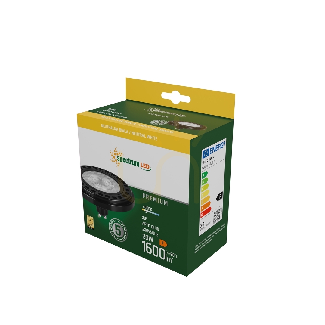 Vedere Bec LED Ar111 GU10 230V 20W Cob 30 St NW Ra90 Premium Black Spectrum 5 ani garanție Bec LED Ar111 GU10 230V 20W Cob 30 St NW Ra90 Premium Black Spectrum 5 ani garanție