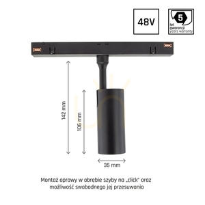 Spot pentru șină magnetică Spectrum LED Shift Smart Spot S 6 W CCT negru 24° small 6
