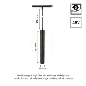 Sistem Shift Smart Hangit Suspensie lampă 40x297 (cablu 900mm) 12W 25st negru CCT/Dim 5 ani garanție. small 4