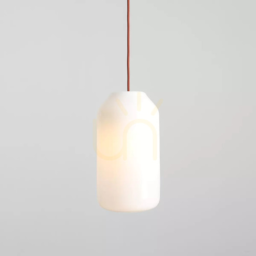 Verifica Lampă suspendată Aldex Flask Terra L 27 cm, sticlă opal albă, detaliu cărămiziu 8500G24_L