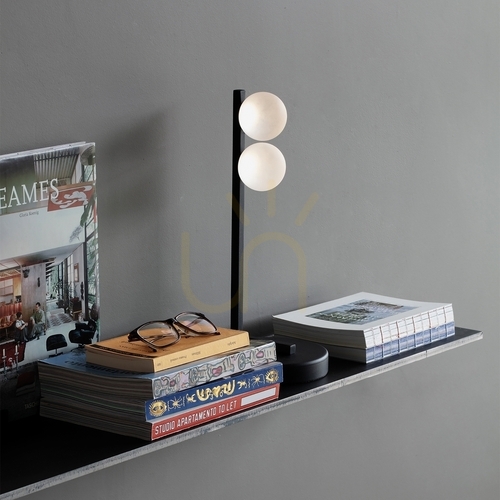 Verifica Lampă de masă Ideallux BINOMIO albă din sticlă și metal Ø16 cm 353203