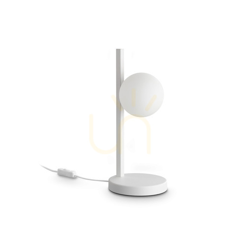 Verifica Lampă de masă Ideallux BINOMIO albă din sticlă și metal Ø16 cm 353203