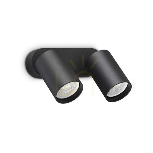 Verifica Aplica de perete Ideallux DYNAMITE 367385 neagra rotunda 2xGU10 Ø16,5 cm