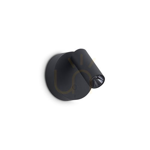 Verifica Aplică LED de perete Ideallux ELF 347462 negru rotundă 8,5 cm