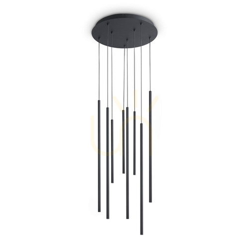 Verifica Lampă suspendată Ideallux LOOK negru sticlă 8x16W LED 3000K Ø45 cm 371177