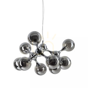 Lampă suspendată Ideallux Nodi 370002 crom alamă 9xE14 Ø80 cm small 1