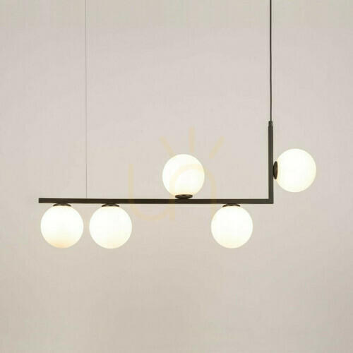 Verifica Lampă pendantiv Sigma Andy 5 negru, sticlă albă, SKU 33611