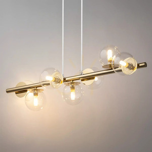 Lampă suspendată Sigma Avola 7 lumini aurie sticlă transparentă 40800 small 1