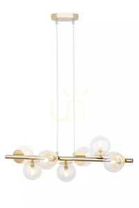 Lampă suspendată Sigma Avola 7 lumini aurie sticlă transparentă 40800 small 0