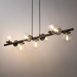 Lampă suspendată Sigma Avola 9 becuri neagră sticlă transparentă SKU 40793 1 Lampă suspendată Sigma Avola 9 becuri neagră sticlă transparentă SKU 40793 small 1