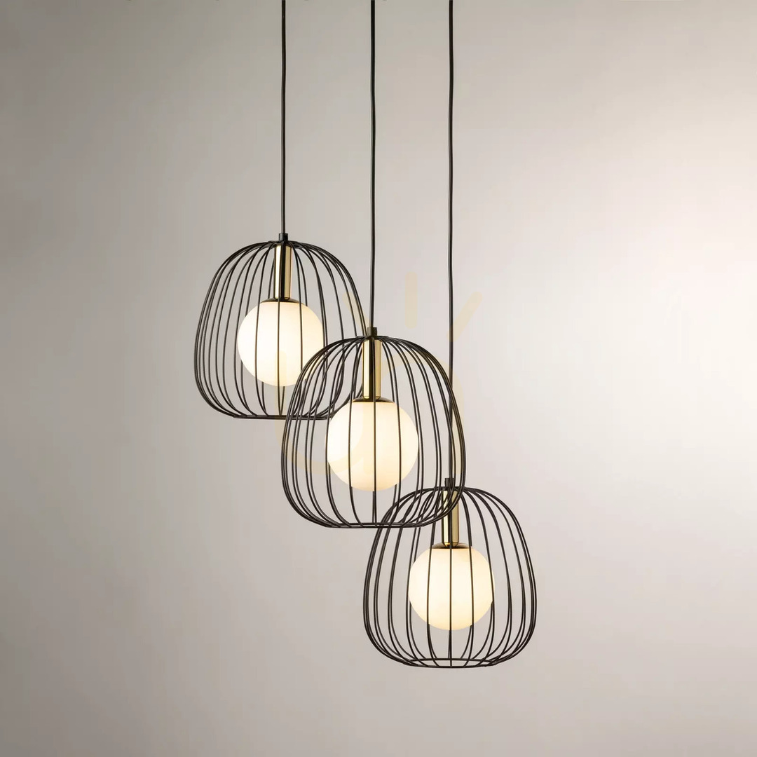 Vedere Lampă suspendată Sigma BELL 3 negru/auriu 50 cm 40729 Lampă suspendată Sigma BELL 3 negru/auriu 50 cm 40729
