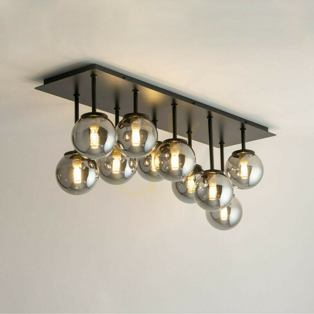 Vedere Plafond Sigma Tulia 10 negru/gri sticlă G9 75 cm SKU 33492 Plafond Sigma Tulia 10 negru/gri sticlă G9 75 cm SKU 33492