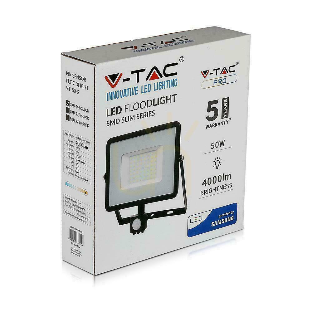 Afişa V-TAC 50W SAMSUNG CHIP LED proiector senzor de mișcare funcție cut-OFF negru VT-50-S-B 6400K 4000lm 5 ani garanție V-TAC 50W SAMSUNG CHIP LED proiector senzor de mișcare funcție cut-OFF negru VT-50-S-B 6400K 4000lm 5 ani garanție