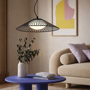Lampă suspendată SONTE 50 Candellux 31-50939 neagră cu abajur din sticlă albă GX53 max 10W ø50 cm small 2