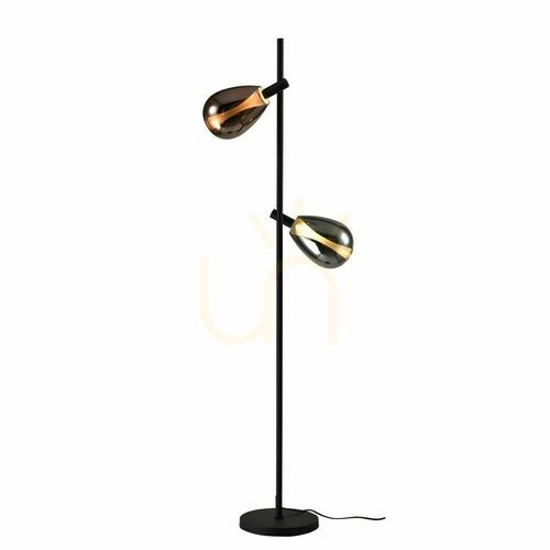 Verifica Lampă de podea Candellux DENSO neagră, 2×G9, sticlă fumurie și cupru, 52-51264