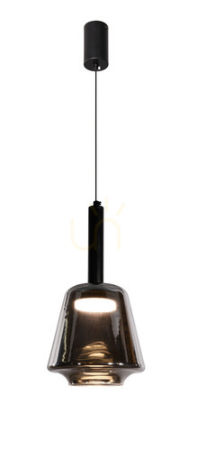 Verifica Lustră suspendată Candellux BUENO 31-50441, abajur din sticlă fumurie Ø 18 cm, montură neagră, GX53 max. 9 W