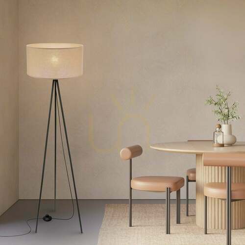 Verifica Lampă de podea Candellux SHANTI 51-38760 cu trepied negru și abajur bej, 1×E27