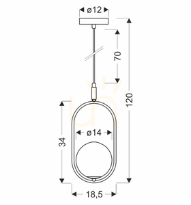 CORDEL aur G9 28W lampă suspendată CANDELLUX 31-44099 small 1