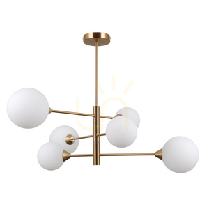 Lampă suspendată Italux Evora alb alamă 6xG9 PND-55342-6-HB small 2