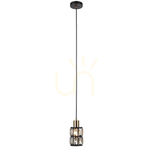 Lampă suspendată Italux Menfi negru-alamă sticlă chihlimbar E27 PND-44236-1-BK-GD small 2