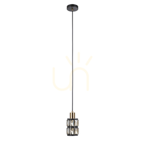 Lampă suspendată Italux Menfi negru-alamă sticlă chihlimbar E27 PND-44236-1-BK-GD small 3