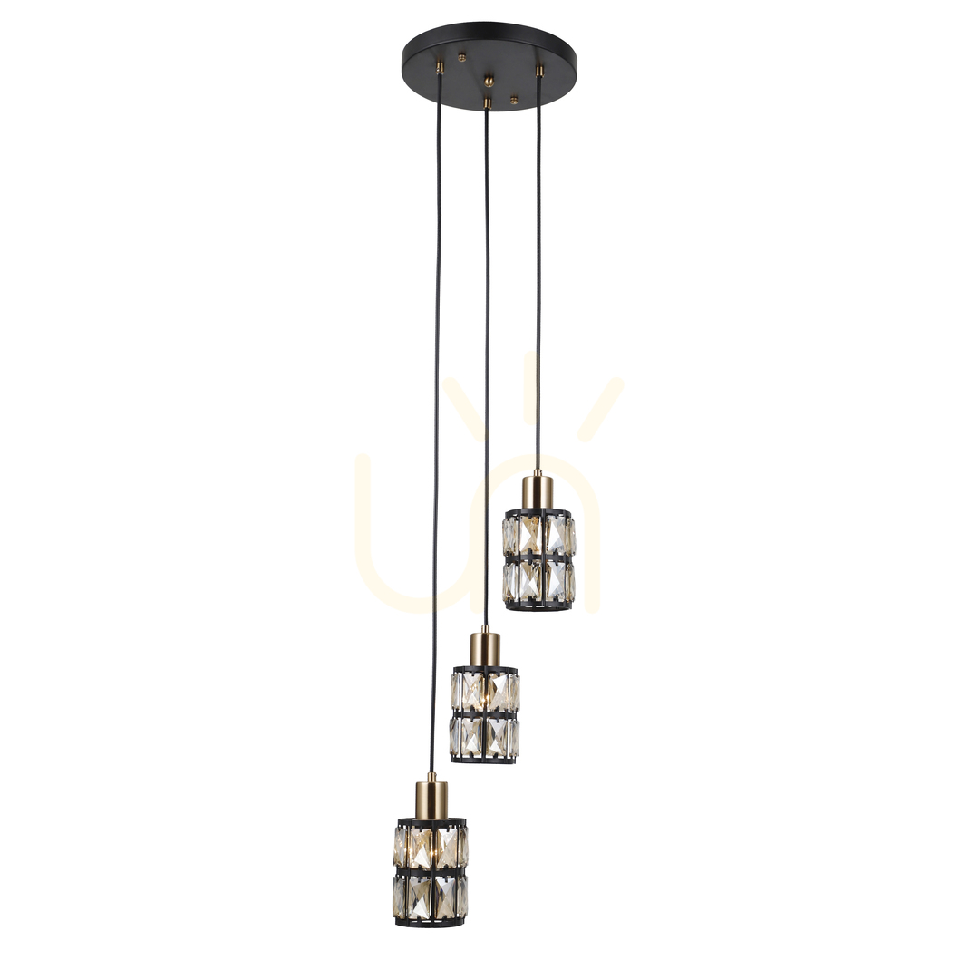 Afişa Lampă suspendată Italux Menfi E27 3 becuri negru sticlă chihlimbar PND-44236-3-BK-GD Lampă suspendată Italux Menfi E27 3 becuri negru sticlă chihlimbar PND-44236-3-BK-GD