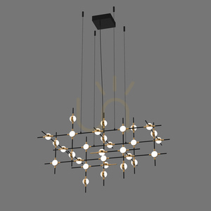 Pendul Italux Modern Provenza LED Negru/Auriu 72W 30L 3000K MD18001067-30A BG small 2