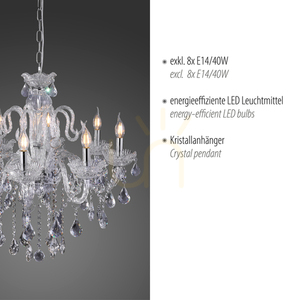 Candelabru cu cristale Paul Neuhaus GRACIA 3081-00 transparent 8×E14 71 cm small 3