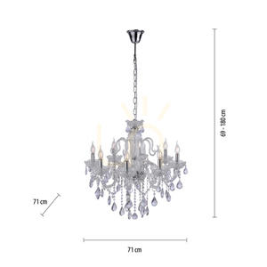 Candelabru cu cristale Paul Neuhaus GRACIA 3081-00 transparent 8×E14 71 cm small 7