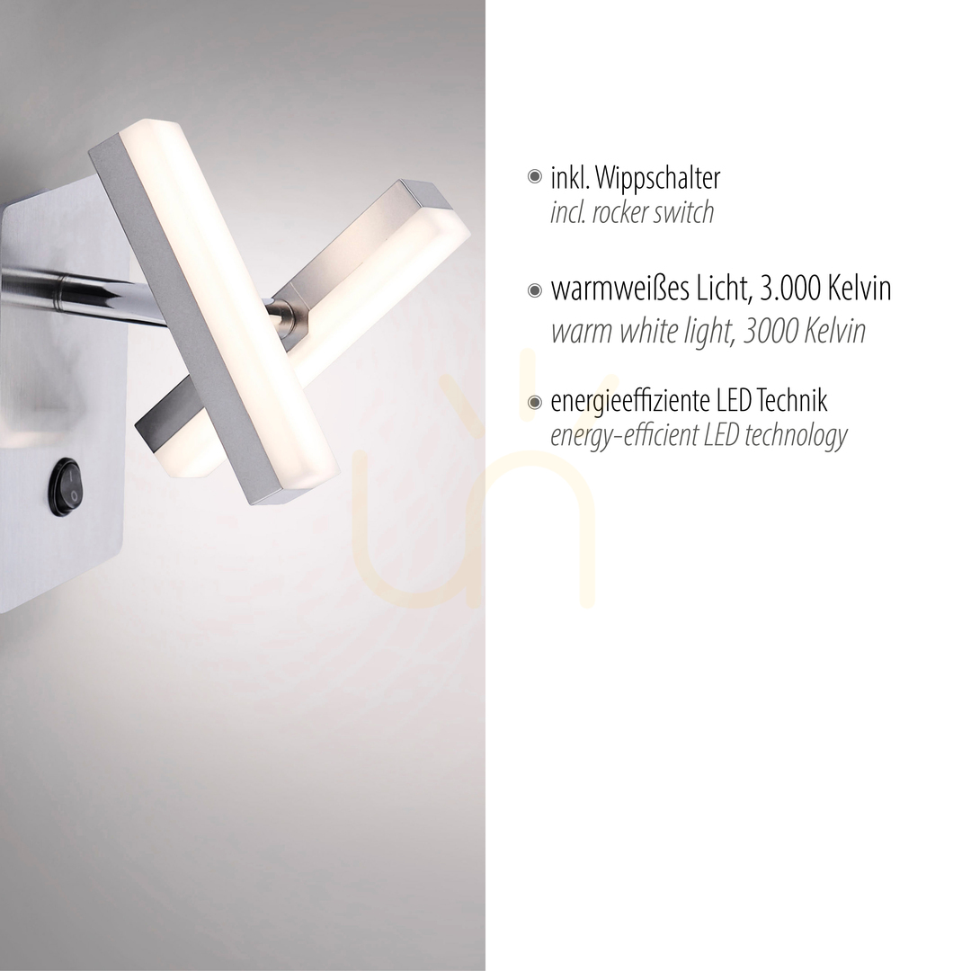 Afişa RICO lampă de perete 11276-55 Silver 2xLED RICO lampă de perete 11276-55 Silver 2xLED